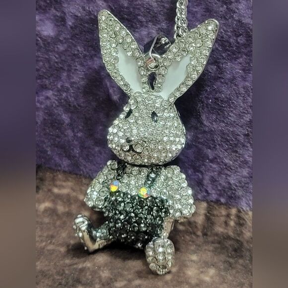 Austrian Crystal Bunny Pendant Necklace - Picture 3 of 9